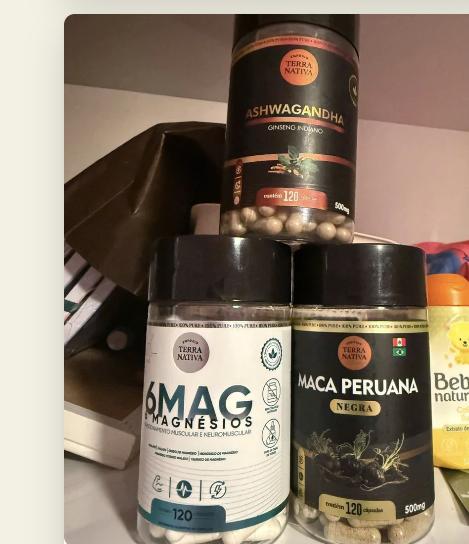 Cliente com produtos Empório Terra Nativa, incluindo Maca Peruana Negra