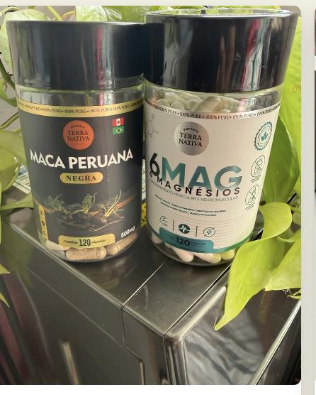Cliente com produtos Empório Terra Nativa, incluindo Maca Peruana Negra