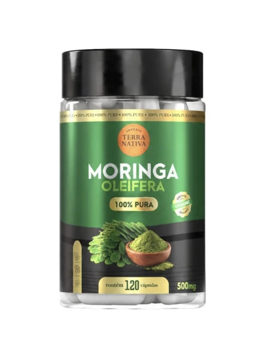 Pote de Moringa 100% Pura, 120 cápsulas